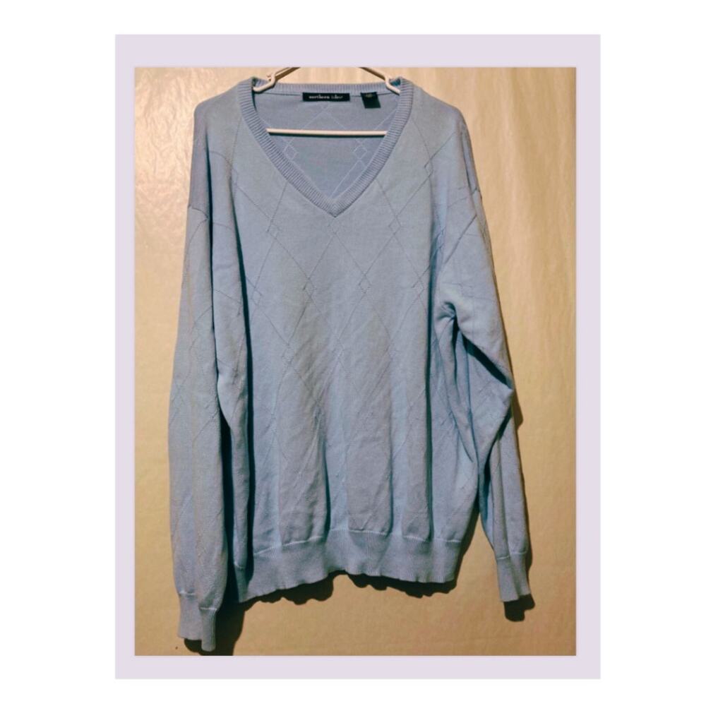 Northern Isles Men's‎ Blue Long Sleeve Blue Sweater V-Neck Size XL/TG
